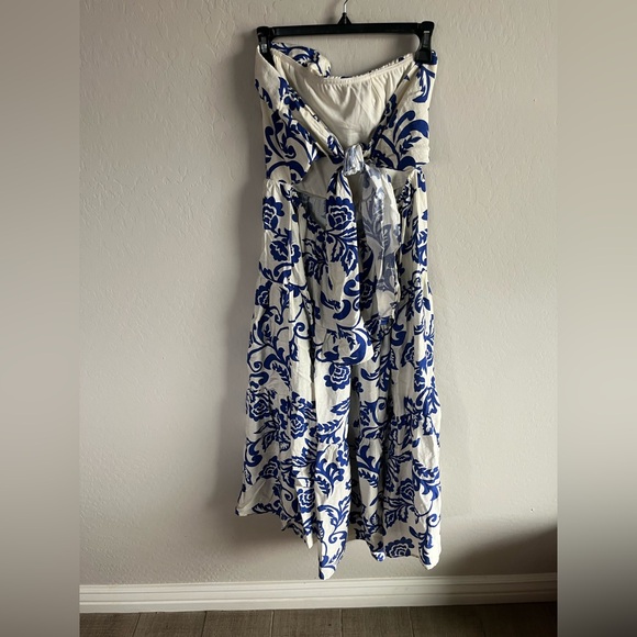 Aakaa Women’s Strapless Ruffle Back Tie Floral Maxi Dress SzL Boho Cottagecore - Picture 5 of 5